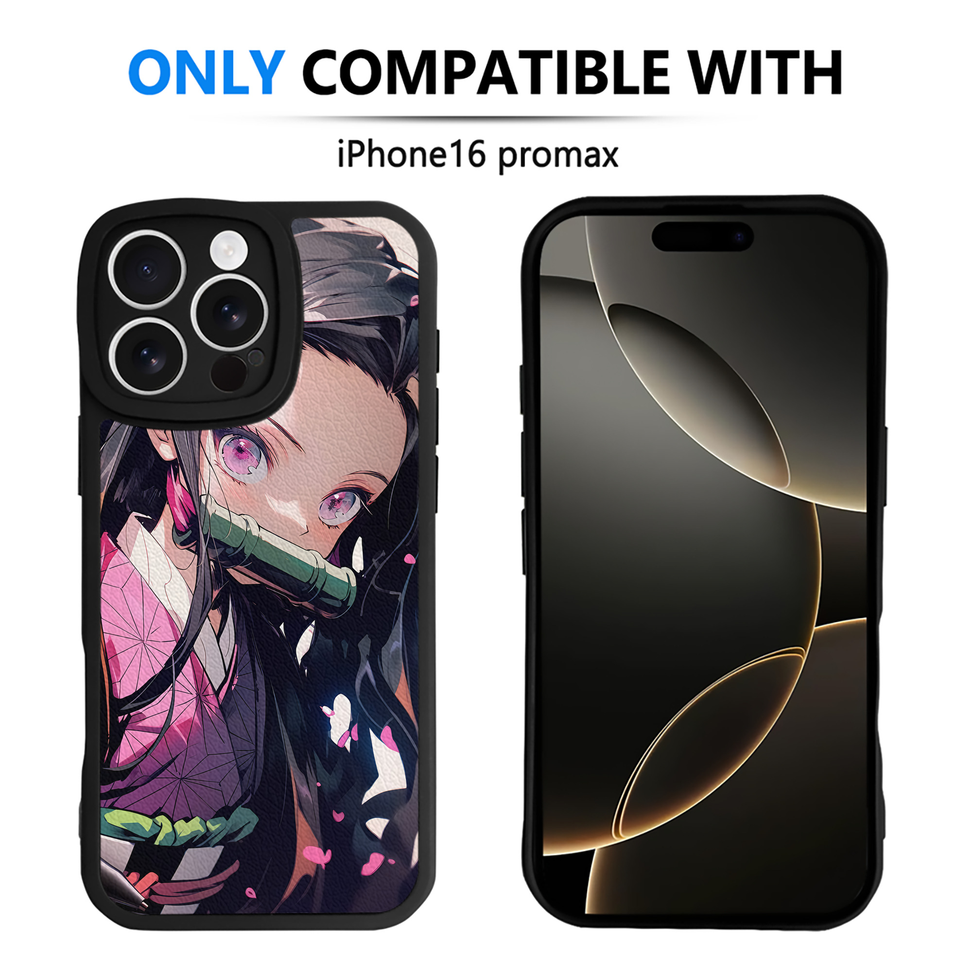 （画像用） 鬼滅の刃（きめつのやいば）竈門 禰󠄀豆子／かまど ねずこ Kamado Nezuko 【iPhone 16シリーズ対応】シリコンスマホケース（レザー調） 材質：シリコン